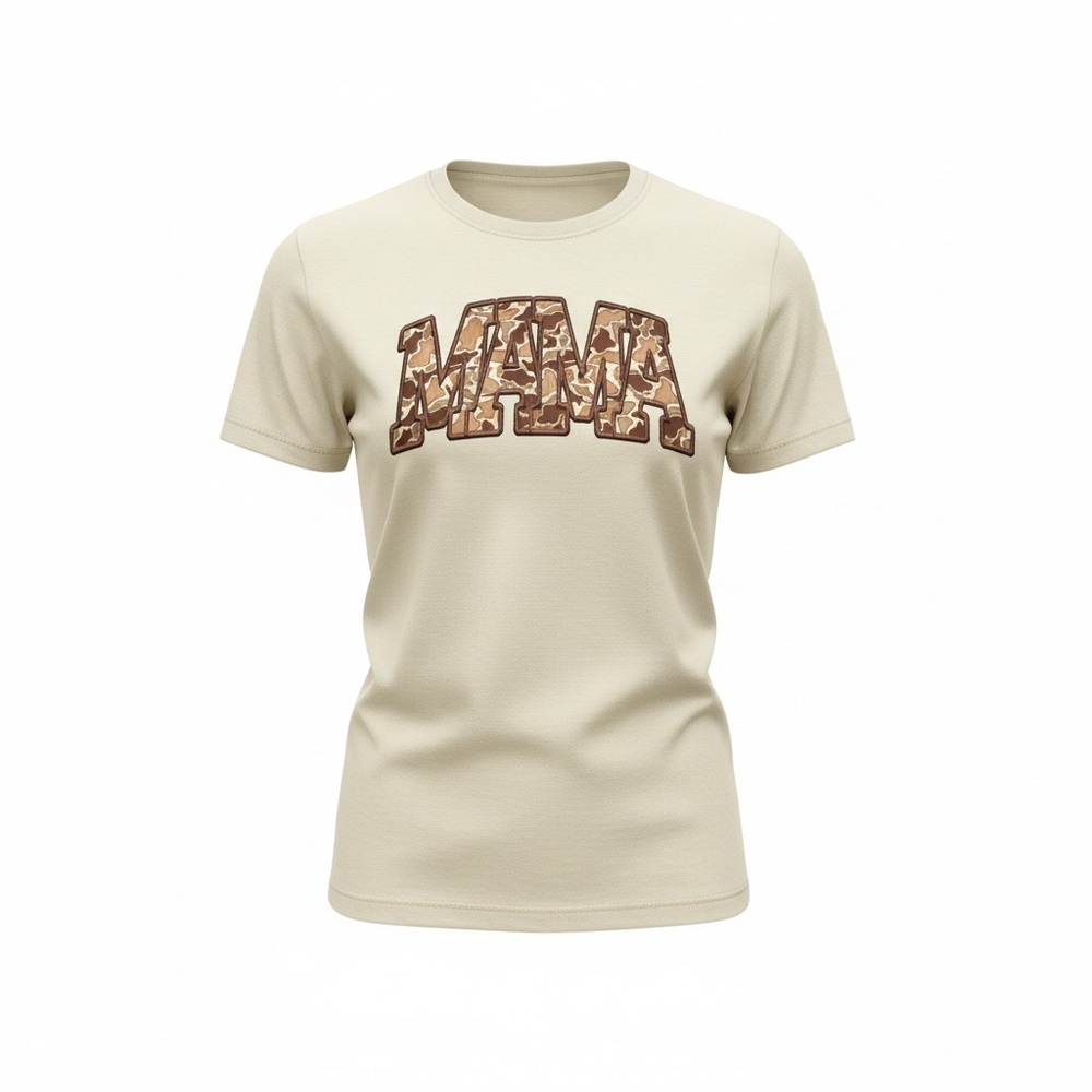 Comfort Colors Cream Tee with Brown Camo Letters